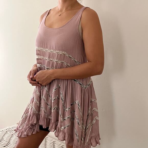 Free People Intimately Trapeze Mini Dress in Misty Combo Pink Size XS - Picture 9 of 11